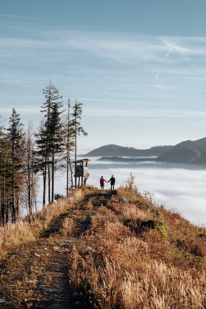 Verlobungsfotos am Berg in Österreich